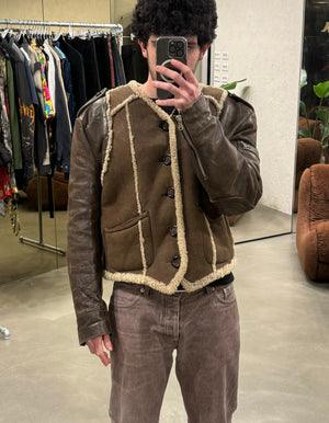 1990s Dolce & Gabbana hybrid shearling leather military jacket