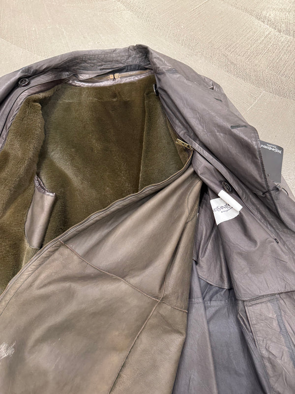 2000s YVES Saint Laurent by Pilati leather trench coat with removable lining