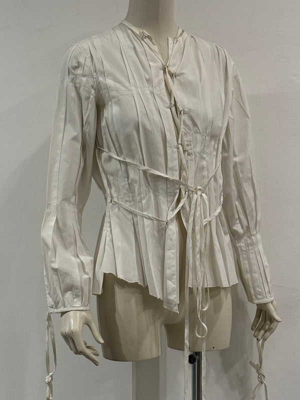 2000s Jean Paul Gaultier white blouse with tie details