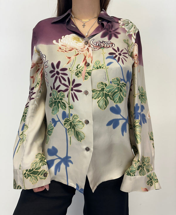 SS2001 Gucci by Tom Ford Chrysanthemum silk shirt