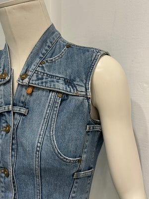 2000s Alexander McQueen distressed lace-up denim vest