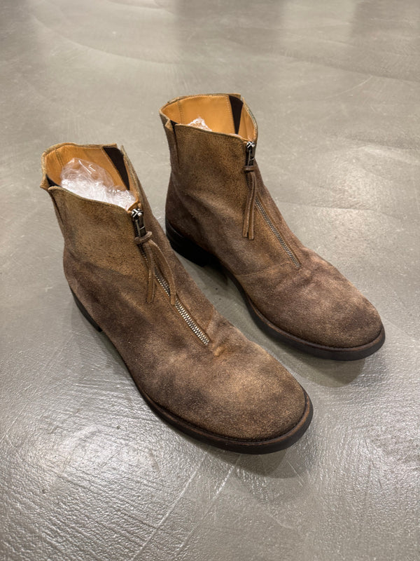 2000s Martin Margiela zipper distressed suede boots