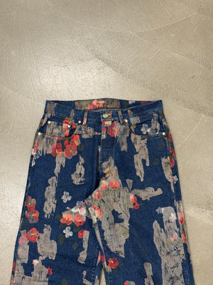 S/S2001 Gucci by Tom Ford floral hand painted jeans