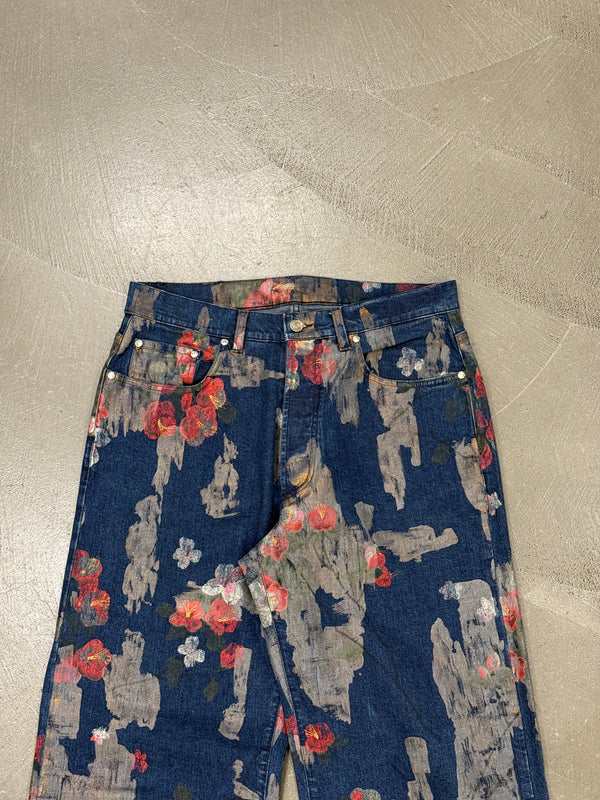 S/S2001 Gucci by Tom Ford floral hand painted jeans