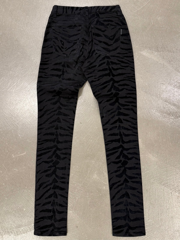 2019 Saint Laurent skinny jeans with zebra print