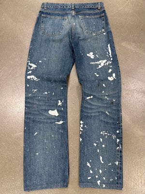 1998 Helmut Lang painter splattered denim straight jeans