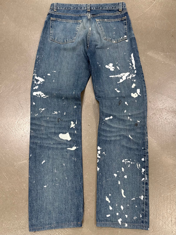 1998 Helmut Lang painter splattered denim straight jeans