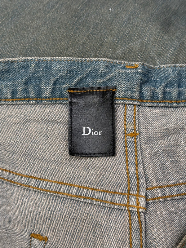 S/S2004 Dior by Hedi Slimane "Strip" Bleu Clair waxed jeans