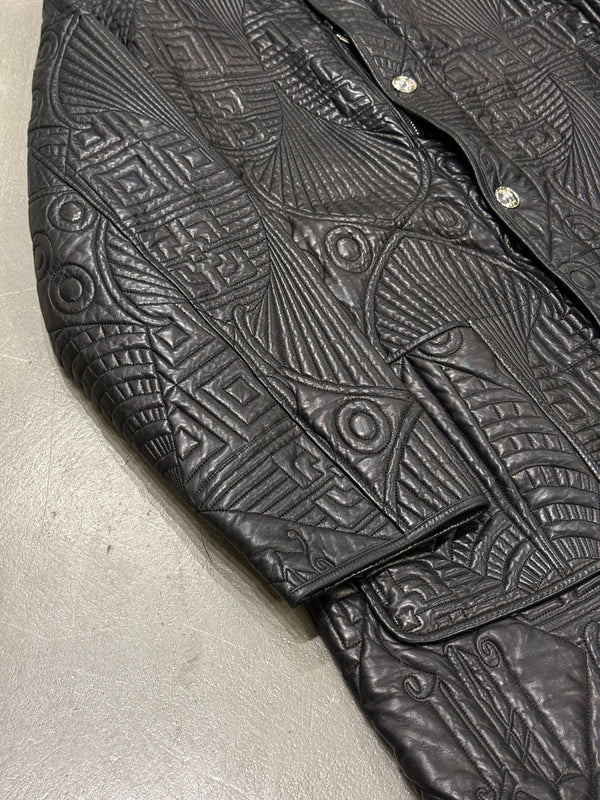 A/W1990 Gianni Versace embossed leather coat