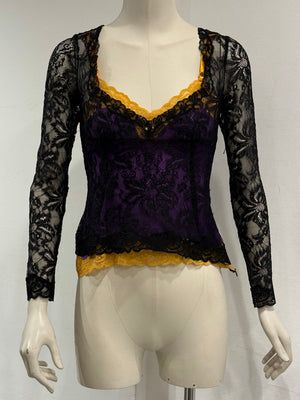 2000s Dolce & Gabbana lace double layer blouse