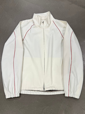 2000s Prada white zip jacket with red piping