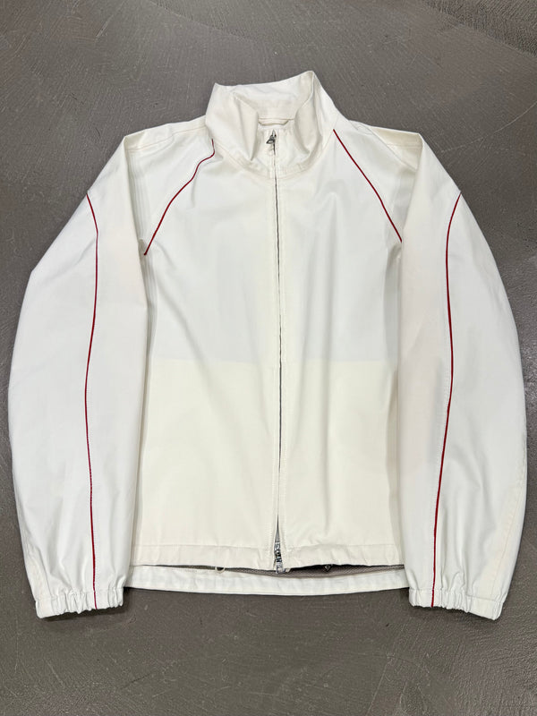2000s Prada white zip jacket with red piping