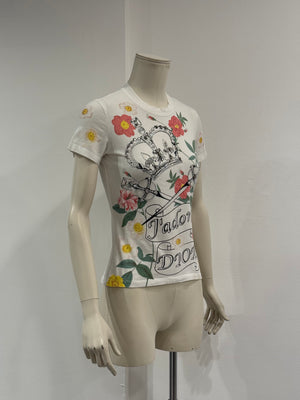 A/W2003 Christian Dior J'adore Dior floral print t-shirt