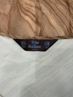 2000s John Galliano woodgrain print silk skirt