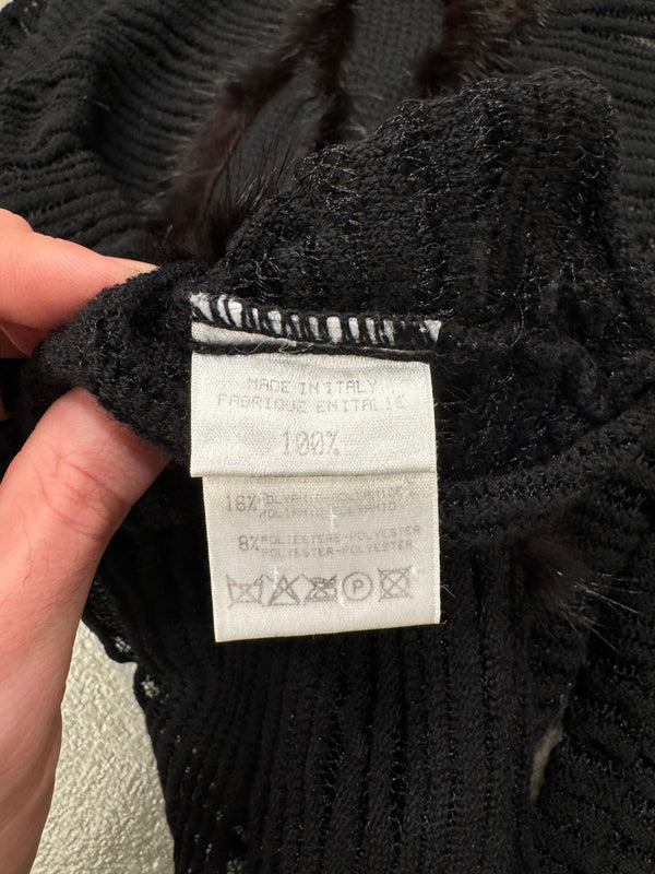 2000s Roberto Cavalli real fur transparent mesh knit