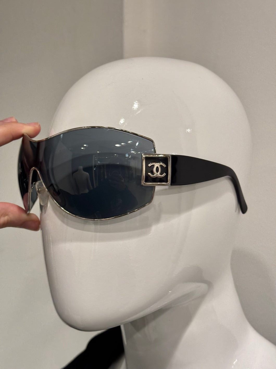 2000s Chanel mask visor sunglasses