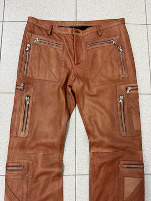 SS2002 Dolce & Gabbana leather zipper flight cargo pants