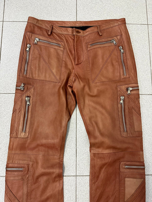 SS2002 Dolce & Gabbana leather zipper flight cargo pants