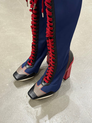 S/S2017 Versace iconic runway neoprene multi color high boots