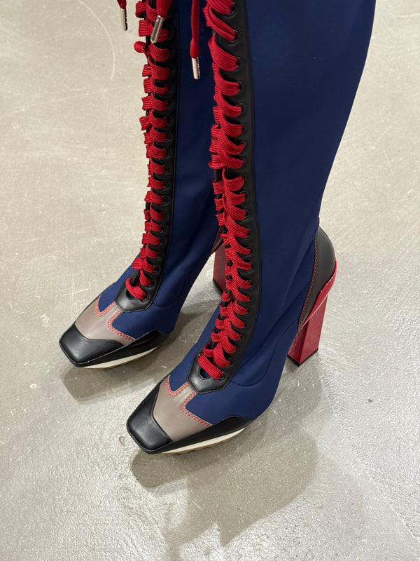 S/S2017 Versace iconic runway neoprene multi color high boots