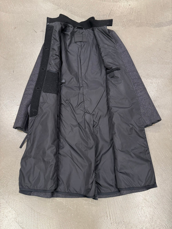 1999 Prada belted technical cargo pockets wool coat