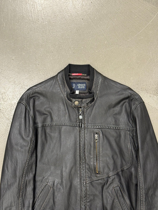 2000s Armani leather bomber jacket
