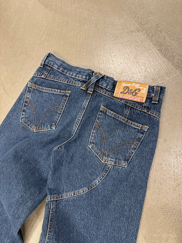 A/W2003 Dolce & Gabbana upside down waisted leg jeans