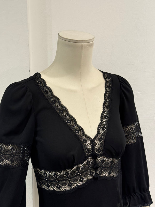 S/S2006 Dolce & Gabbana lace panel sheer black blouse