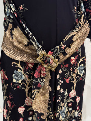 2006 Roberto Cavalli floral baroque wrap dress with belt