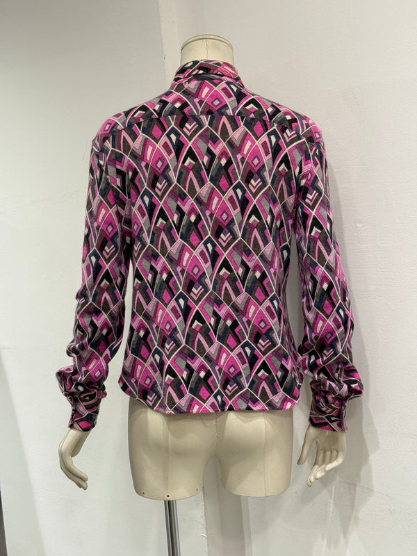 1990s Emilio Pucci optical print silk blouse