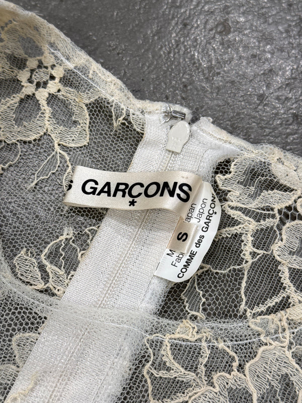 1990s Comme des Garçons transparent lace top