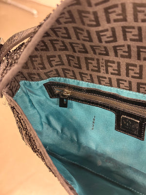 F/W 1999 Fendi Zucchino baguette in lizard and mother-of-pearl bag