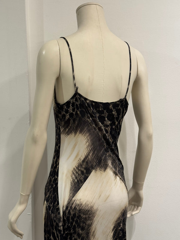 2000s Cavalli asymmetrical hem leopard print dress