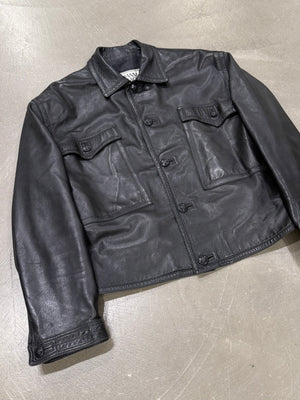 1990s Gianni Versace oversized cropped leather jacket