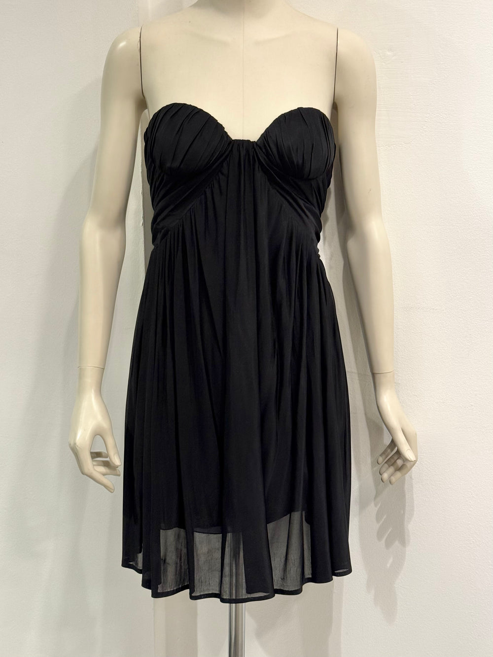 S/S2005 Alexander McQueen runway strapless draped chiffon mini dress
