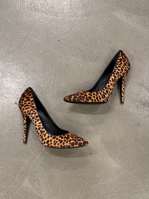 2000s Dolce & Gabbana leopard pony hair heels