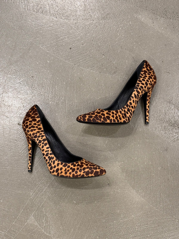 2000s Dolce & Gabbana leopard pony hair heels
