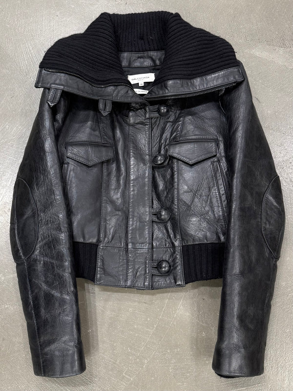 A/W2002 Balenciaga by Nicolas Ghesquiere runway aviator leather jacket