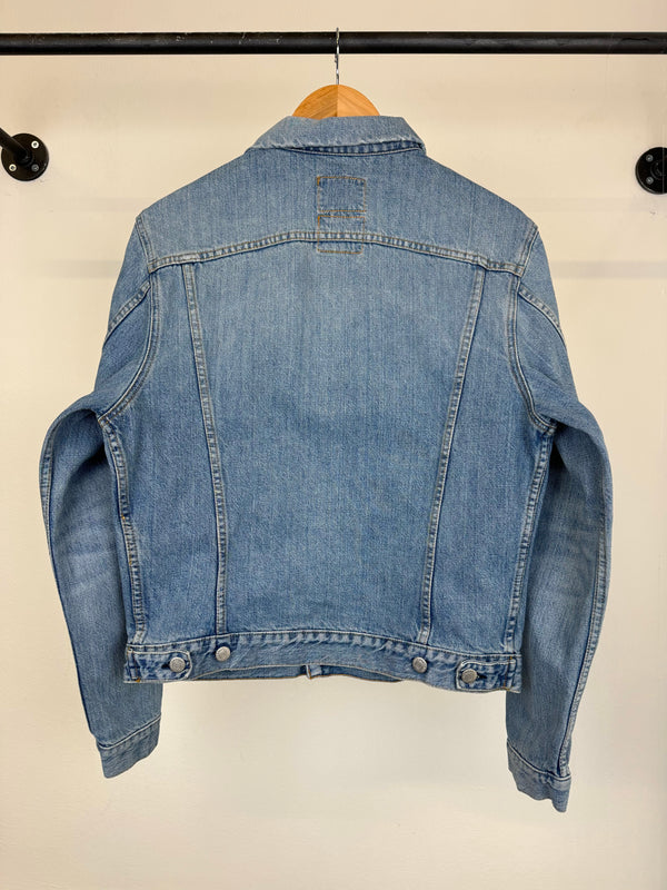 1990s Helmut lang vintage sanded 1 pocket denim jacket