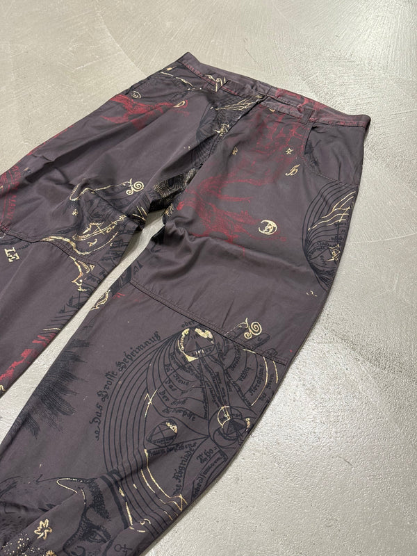 2000s Cavalli zodiac print cotton track pants