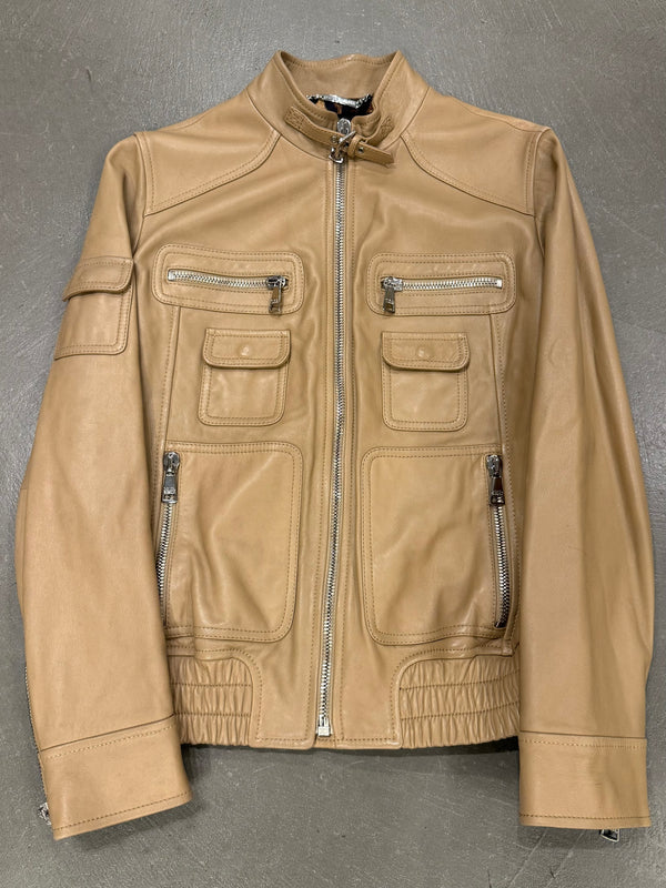 2000s Dolce & Gabbana multi pocket leather jacket