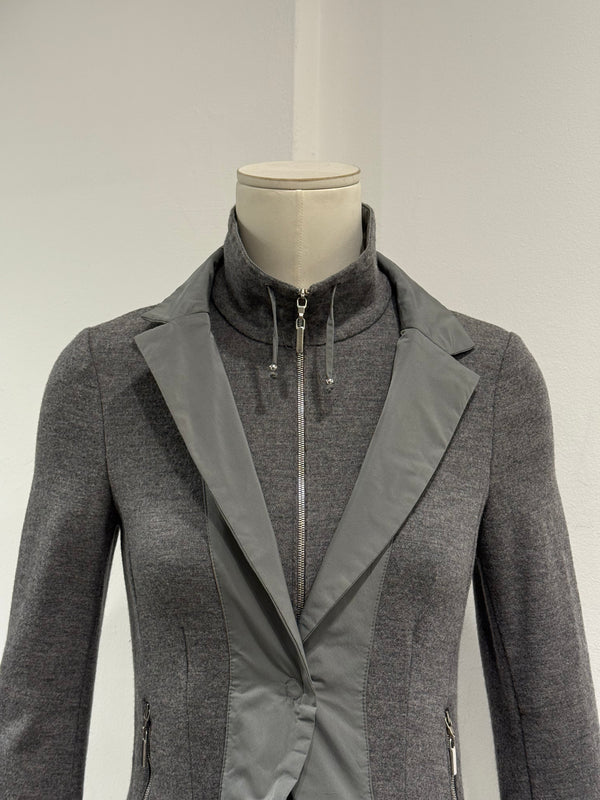 2000s Brunello Cucinelli layered wool zip blazer