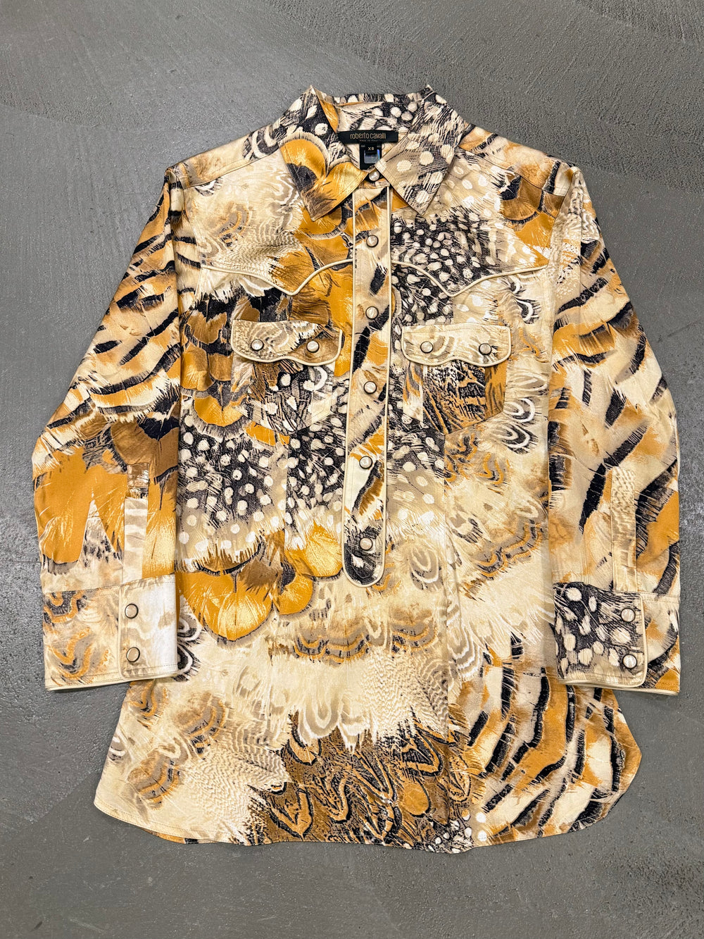 2004 Roberto Cavalli feather silk shirt
