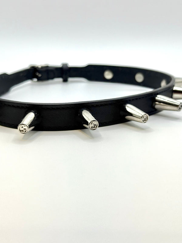 2000s Gucci spike leather chocker necklace