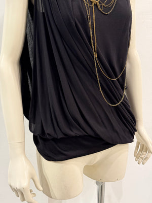 Plein Sud draped sleeveless top with chain detailing