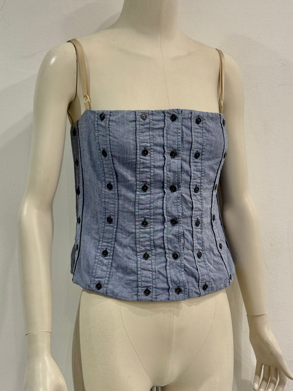 2000s Dolce & Gabbana buttons denim corset