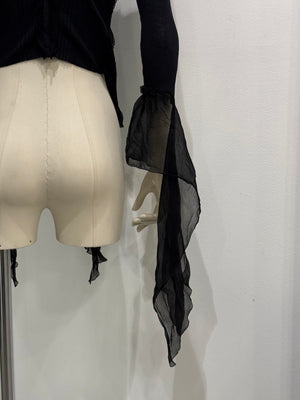 2000s Jean Paul Gaultier sheer ribbon-tie corset blouse