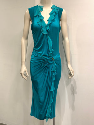 S/S2006 Roberto Cavalli ruffled wrap midi dress