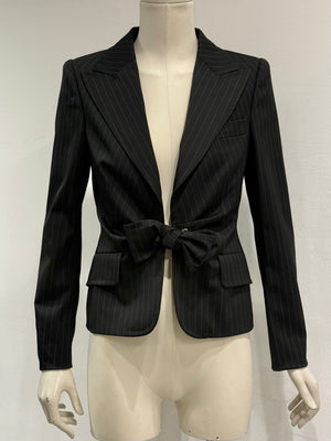 2004 Gucci by Tom Ford pinstripe bow blazer