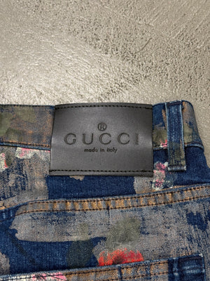 S/S2001 Gucci by Tom Ford floral hand painted jeans